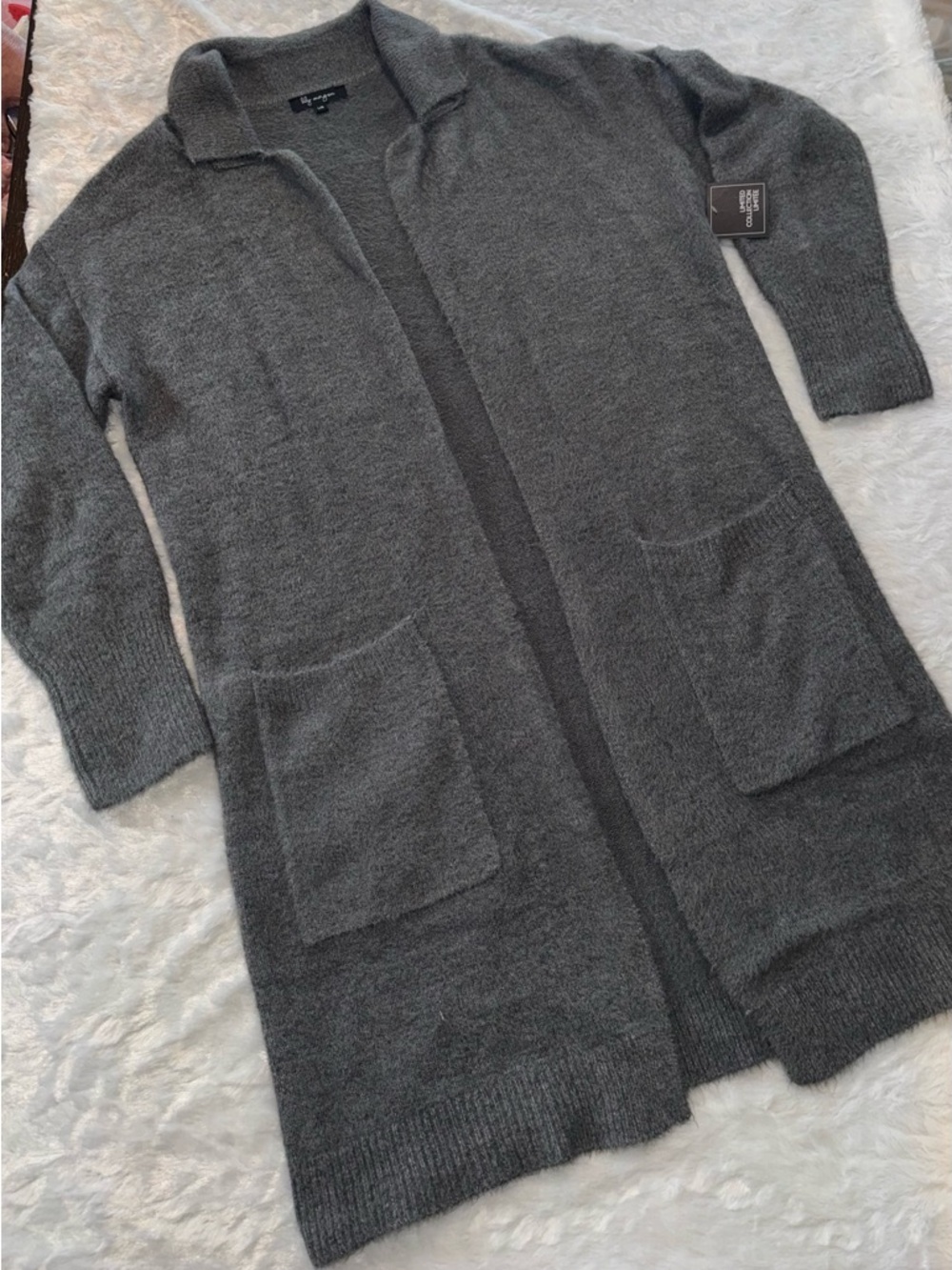 Cozy Open-Front Gray Cardigan Sweater